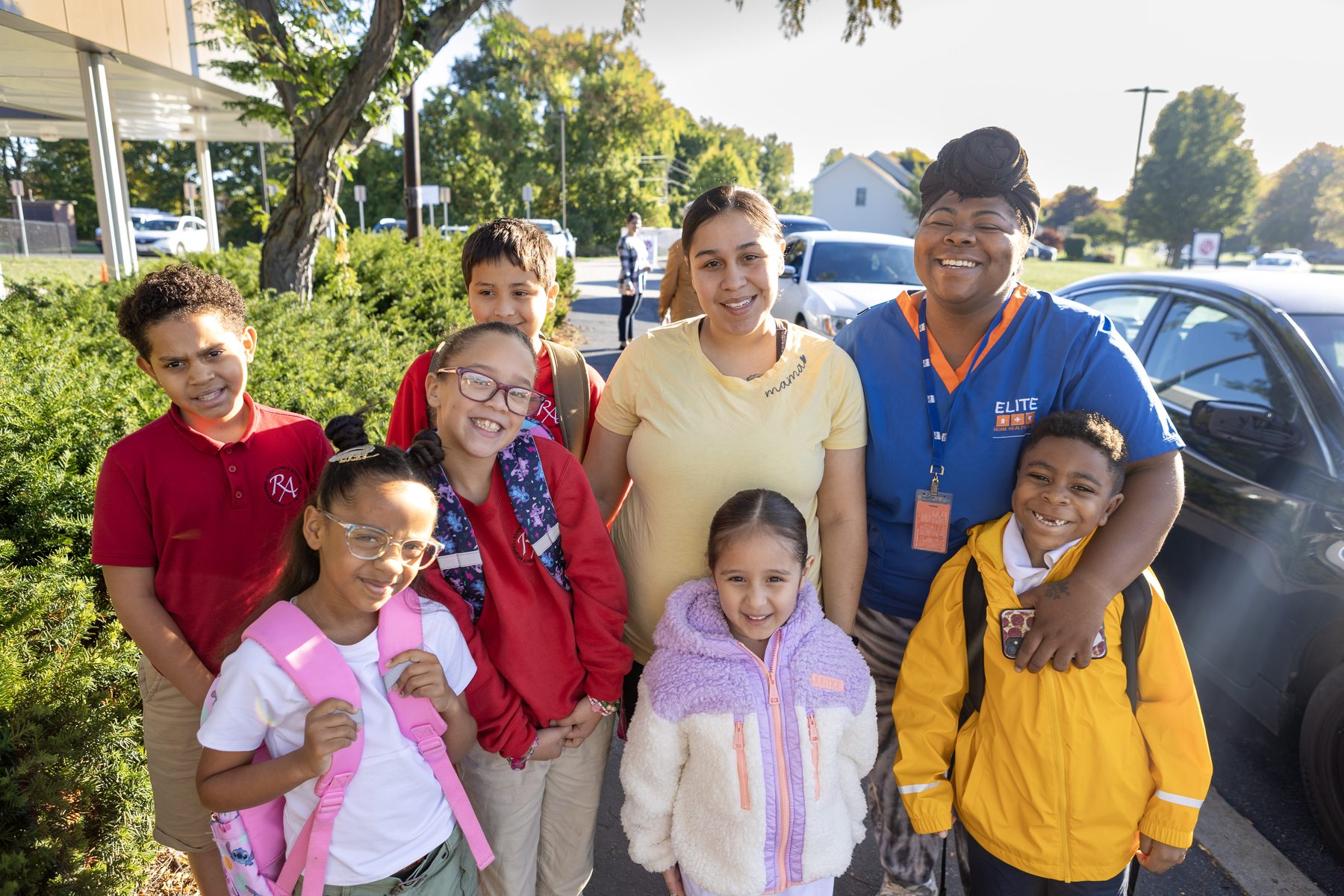 Families arriving at Renaissance Academy